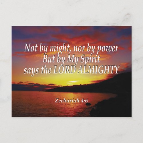 Christian NOT BY MIGHT NOR BY POWER Zechariah 46 Postcard