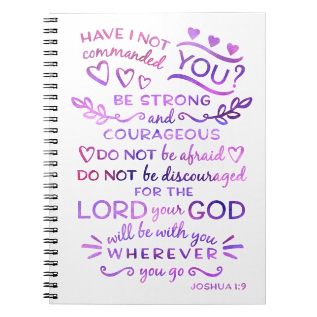 Christian Notebook Joshua 1:9 Bible Scripture (Front)