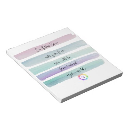 Christian Notepad Featuring Bible Verse John 836