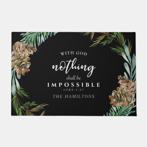 Christian Nothing shall be Impossible Black Custom Doormat
