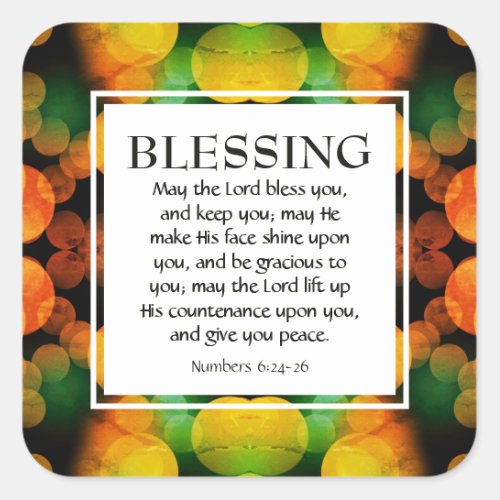 Christian Numbers 624_26  MAY THE LORD BLESS YOU Square Sticker