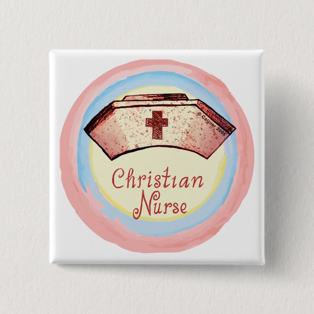 Christian nurse cap pinback button (Front)