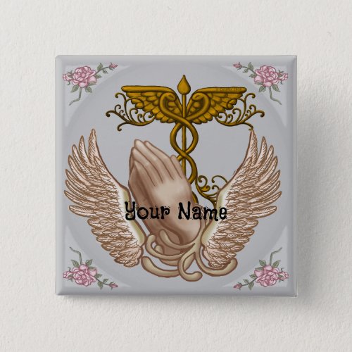 Christian Nurse Hands custom name Button