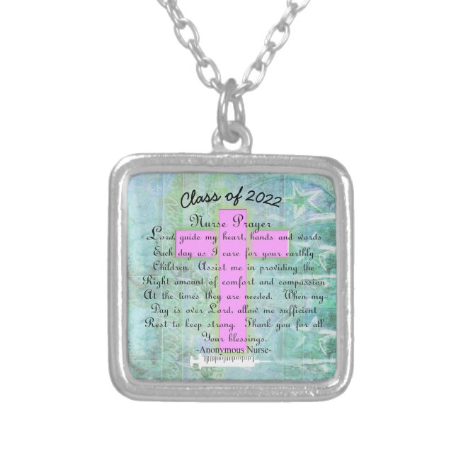 Christian Nurse Prayer Class 2022 Silver Plated Necklace (Front)