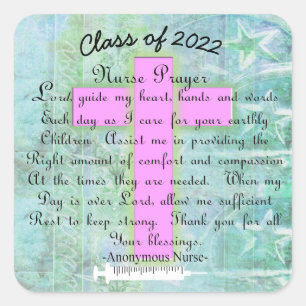 Christian Nurse Prayer Class 2022 Square Sticker
