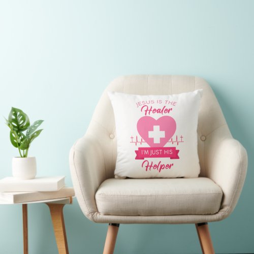 Christian Nurse Women Jesus Healer Gospel Graphic Throw Pillow