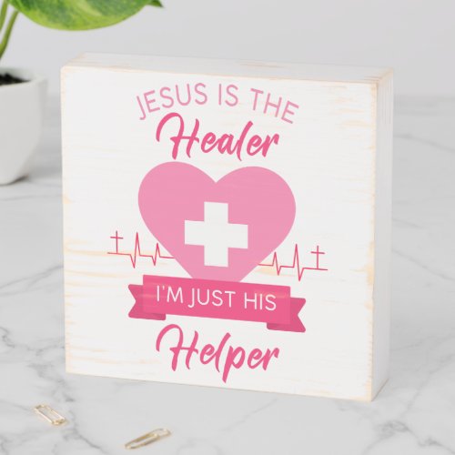 Christian Nurse Women Jesus Healer Gospel Graphic Wooden Box Sign