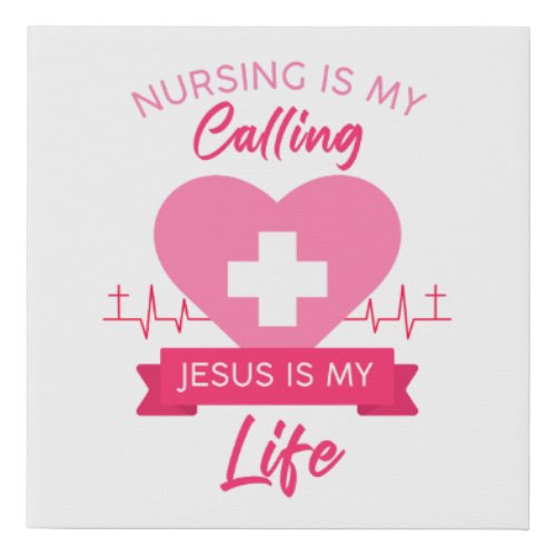Christian Nurse Womens Pink Color Graphic Gospel  Faux Canvas Print
