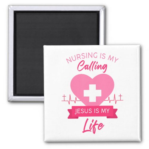 Christian Nurse Womens Pink Color Graphic Gospel  Magnet
