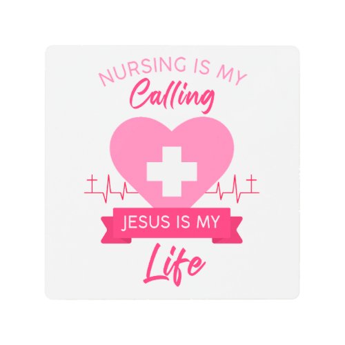 Christian Nurse Womens Pink Color Graphic Gospel  Metal Print