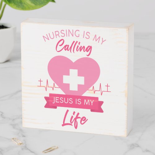 Christian Nurse Womens Pink Color Graphic Gospel  Wooden Box Sign