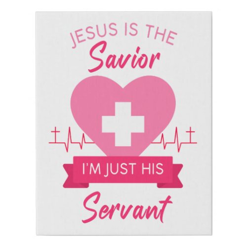 Christian Nurse Womens Jesus Savior Gospel Graphic Faux Canvas Print
