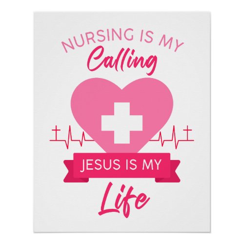 Christian Nurse Womens Jesus Savior Gospel Graphic Poster