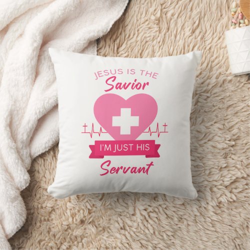 Christian Nurse Womens Jesus Savior Gospel Graphic Throw Pillow