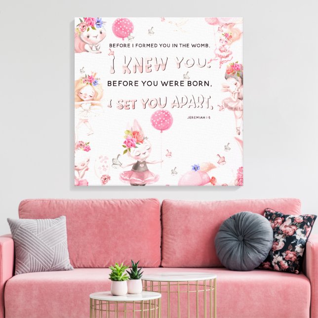 Christian Nursery Art - Jeremiah Bible Verse Canvas Print (Insitu(LivingRoom))