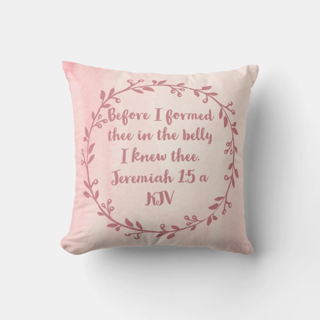 Christian Nursery Decor - Jeremiah 1:5 a Throw Pillow (Front)
