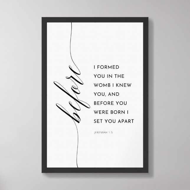 Christian Nursery Poster Print - Jeremiah 1:5  (Framed Front)