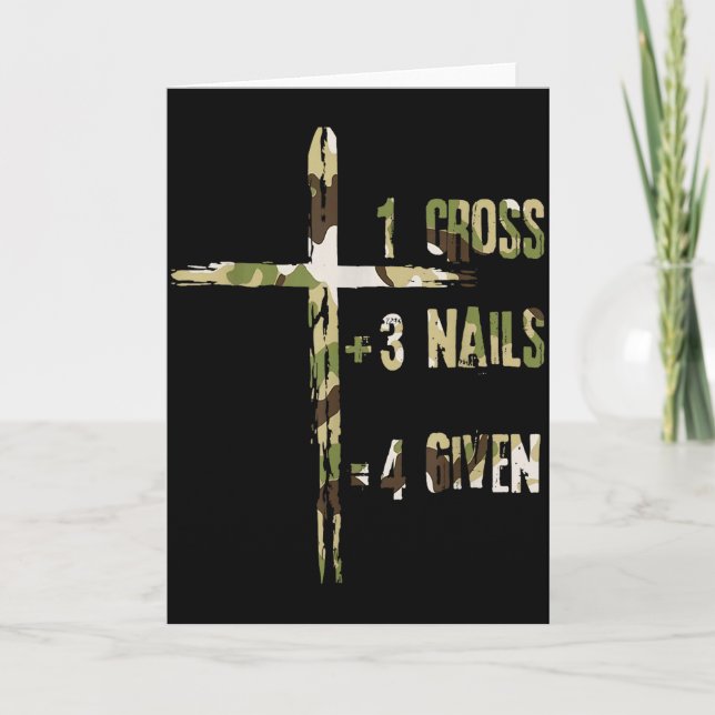Christian One Cross Plus Three Nails Equals Forgiv Card (Front)