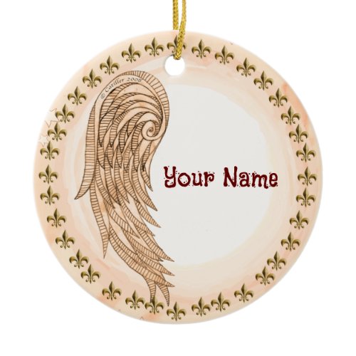 Christian one wing angel ceramic ornament