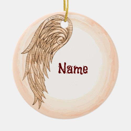 Christian one wing angel ceramic ornament