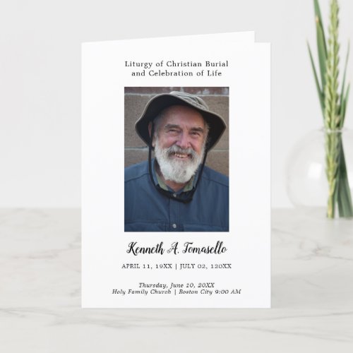 Christian Order Of Service Funeral Photo Folded Program