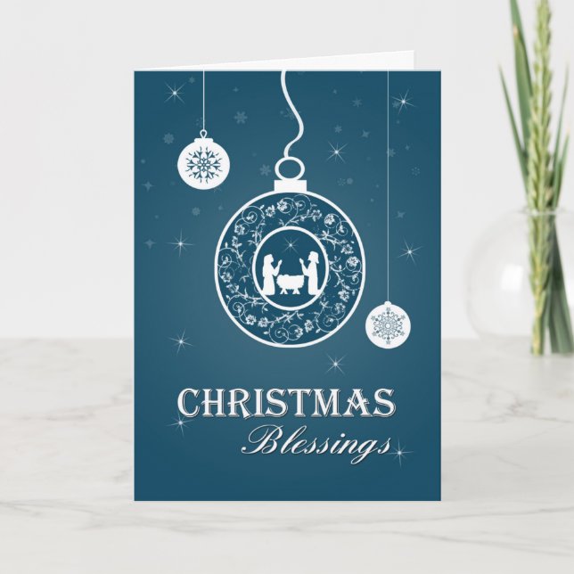 Christian Ornament Nativity Christmas Card (Front)