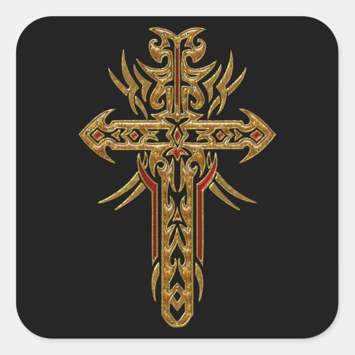 Christian Ornate Cross 71 Square Sticker