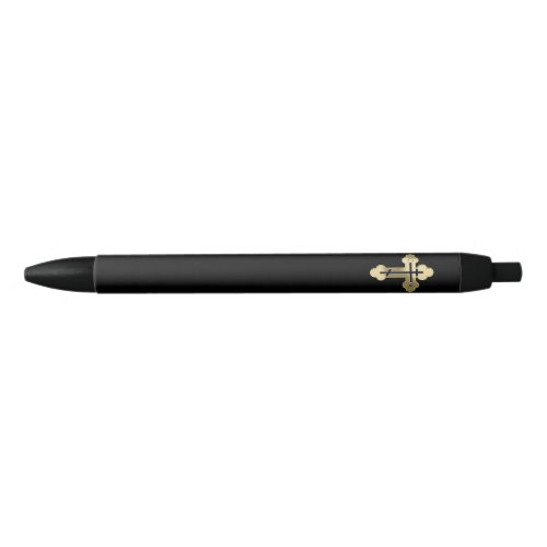 Christian orthodox cross black ink pen
