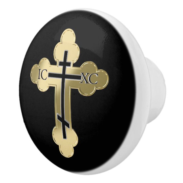 Christian orthodox cross ceramic knob (Right)