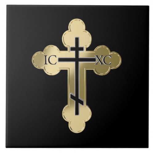 Christian orthodox cross ceramic tile