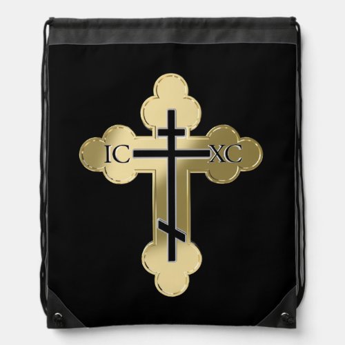 Christian orthodox cross drawstring bag