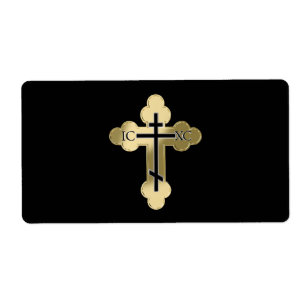 Christian orthodox cross label
