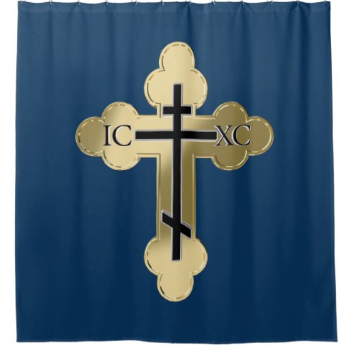Christian orthodox cross shower curtain