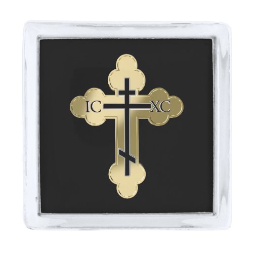 Christian orthodox cross silver finish lapel pin