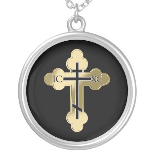 Christian orthodox cross silver plated necklace