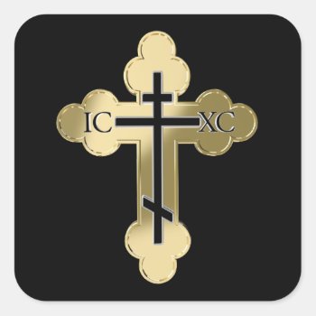 Christian Orthodox Cross Square Sticker by igorsin at Zazzle
