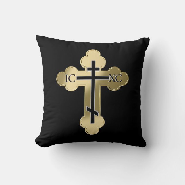 Christian orthodox cross throw pillow (Front)