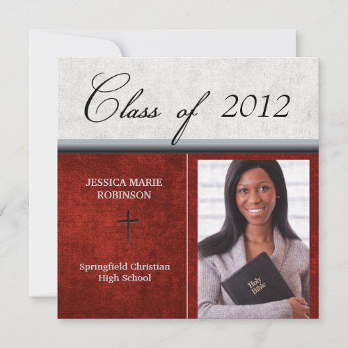 Christian Parochial School Photo Graduation Red Invitation