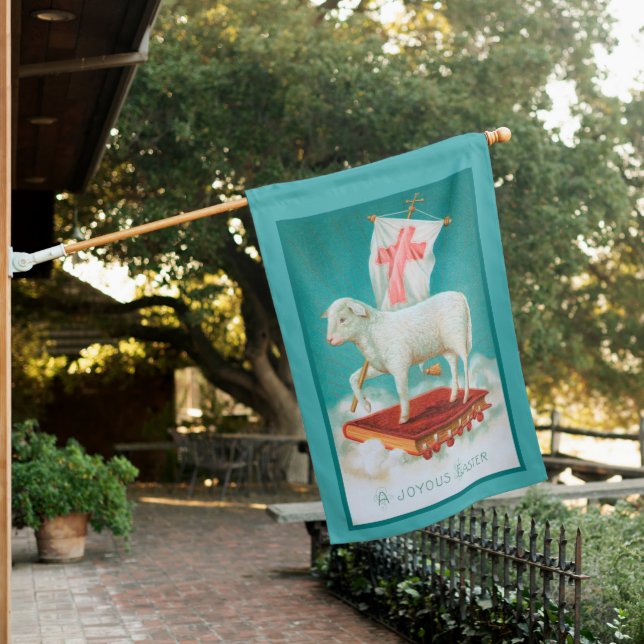 Christian Pascal Lamb Easter House Flag (In SItu)