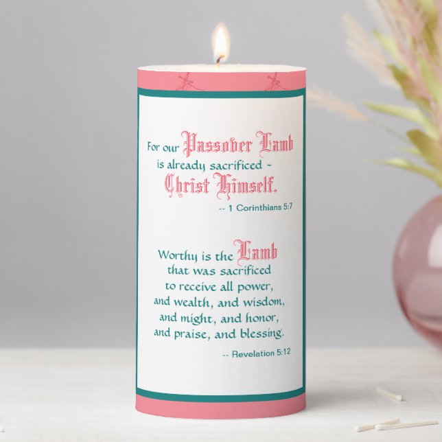 Christian Paschal Lamb / Agnus Dei Easter 3"x6" Pillar Candle (In Situ)