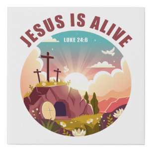 Christian Passover Easter Jesus Empty Tomb & Cross Faux Canvas Print