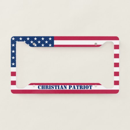 Christian Patriot American Flag License Plate Frame