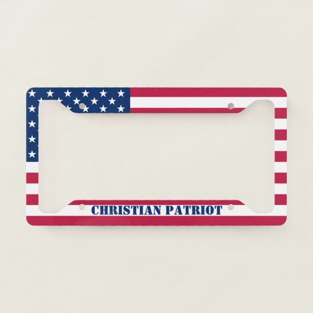 Christian Patriot American Flag License Plate Frame (Front)