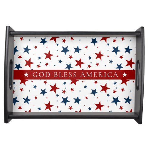 Christian Patriotic Red White Blue Stars Serving Tray