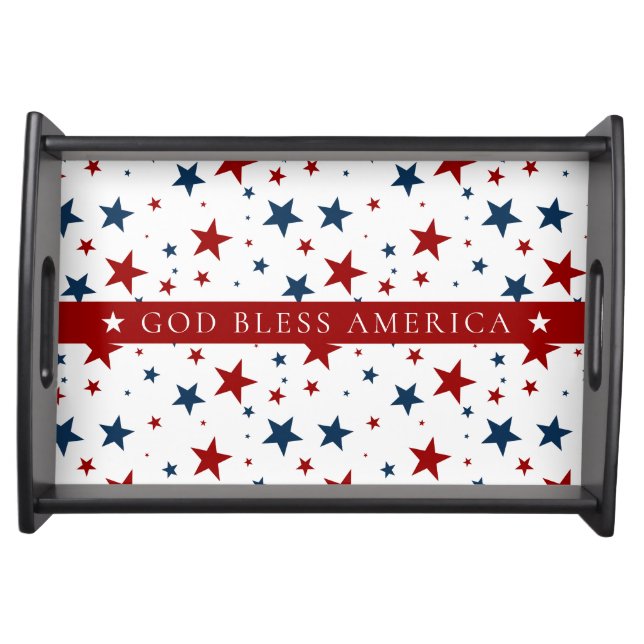 Christian Patriotic Red White Blue Stars Serving Tray (Front)