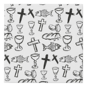 Christian Pattern Faux Canvas Print