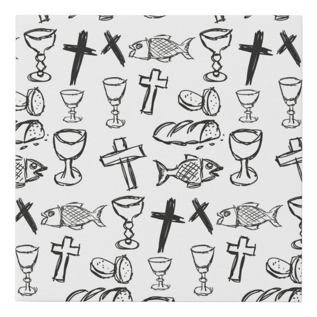 Christian Pattern Faux Canvas Print (Front)