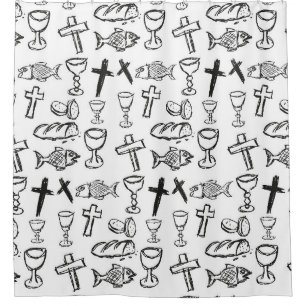 Christian Pattern Shower Curtain