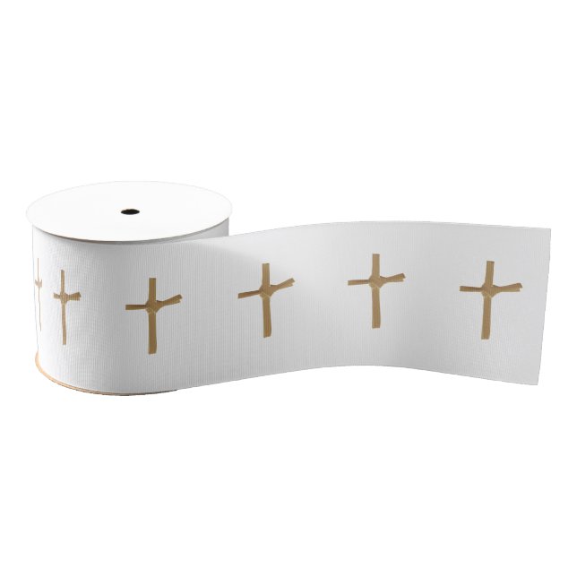 Christian Patterned Palm Cross Ribbon (Spool)