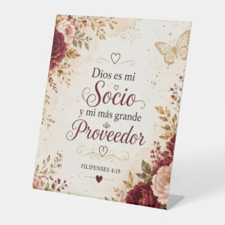 Christian Pedestal Sign | Dios es mi Socio